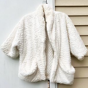 White Fuzzy Coat with Pockets